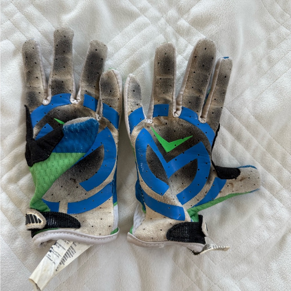 Blue and Green Dirt biking Gloves